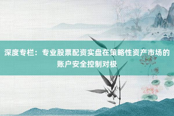 深度专栏：专业股票配资实盘在策略性资产市场的账户安全控制对极