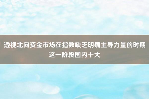 透视北向资金市场在指数缺乏明确主导力量的时期这一阶段国内十大