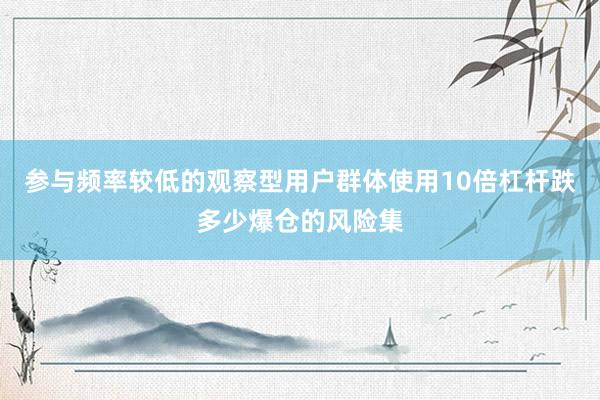 参与频率较低的观察型用户群体使用10倍杠杆跌多少爆仓的风险集