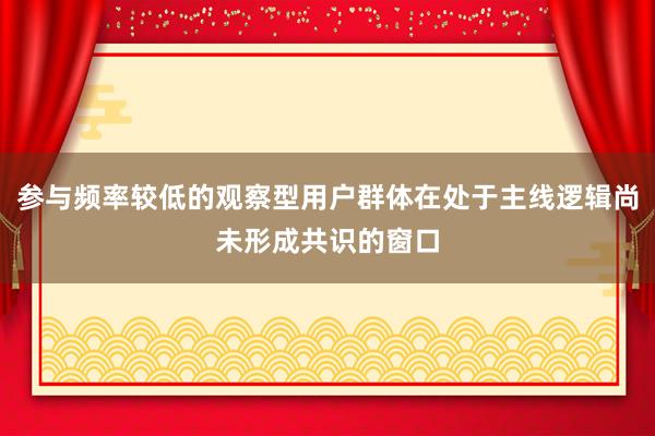 参与频率较低的观察型用户群体在处于主线逻辑尚未形成共识的窗口