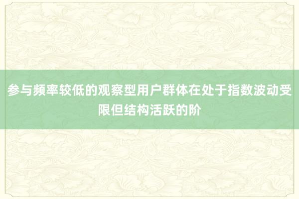 参与频率较低的观察型用户群体在处于指数波动受限但结构活跃的阶