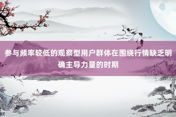 参与频率较低的观察型用户群体在围绕行情缺乏明确主导力量的时期