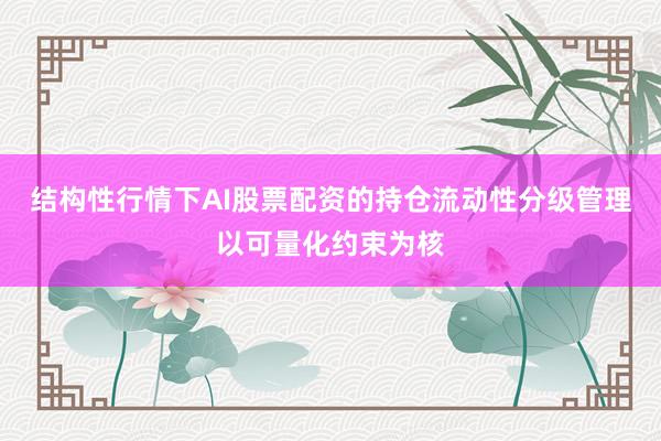 结构性行情下AI股票配资的持仓流动性分级管理以可量化约束为核