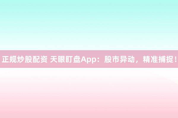 正规炒股配资 天眼盯盘App：股市异动，精准捕捉！